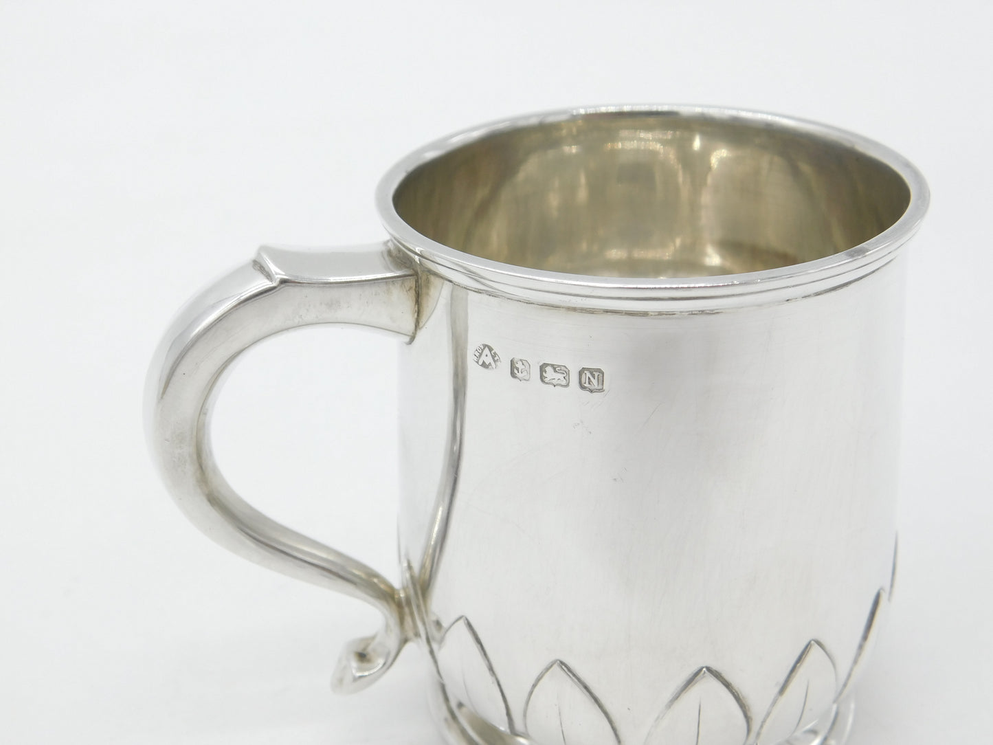 Sterling Silver Leaf Pattern Christening Mug 1937 Birmingham Adie Bros. Antique