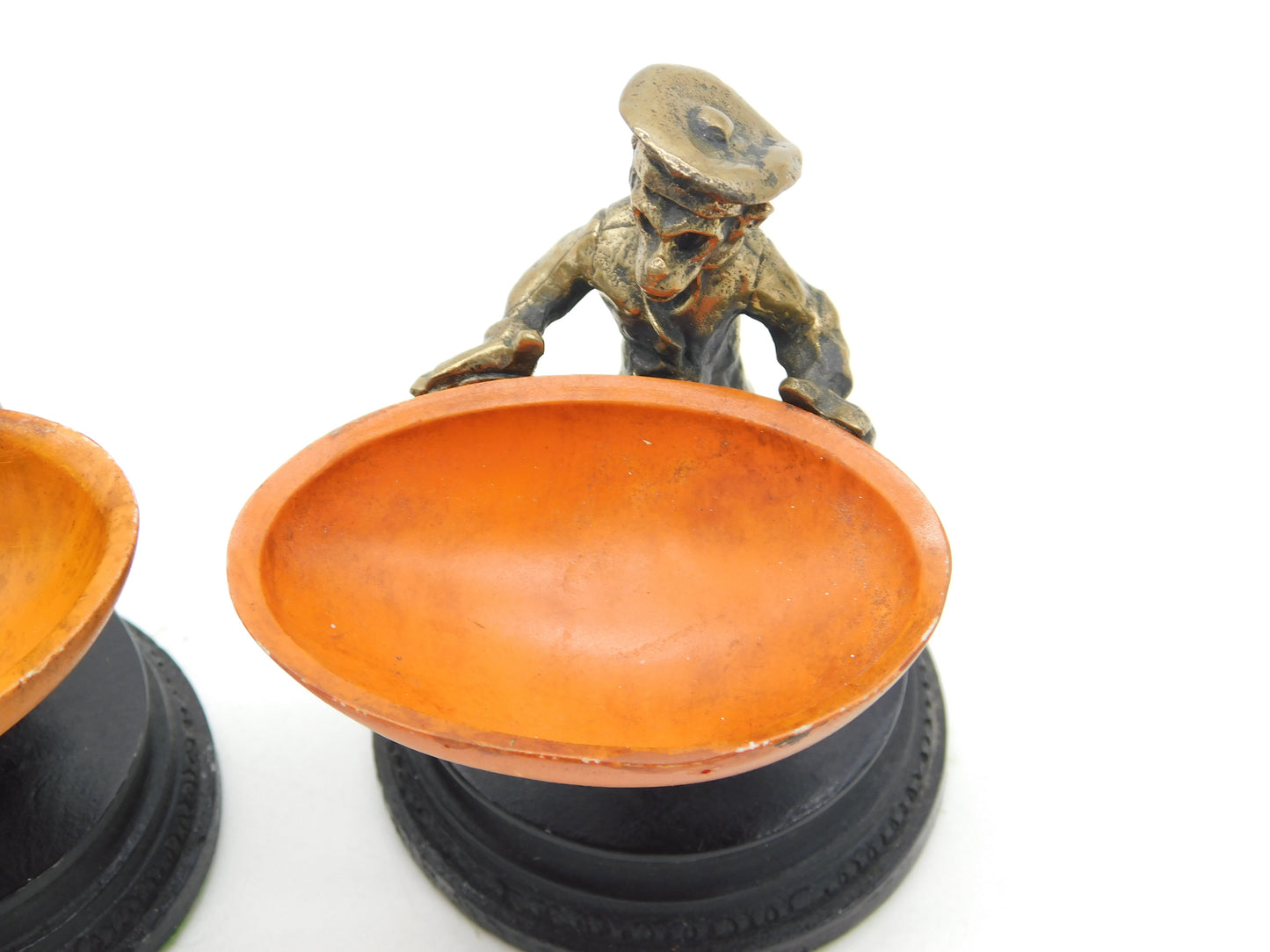 Victorian Pair of Cast Bronze Mr & Mrs Monkey Novelty Salt Cellars Antique c1860