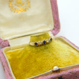 9ct Yellow Gold, Sapphire & Diamond Set Band Ring Vintage 1987 London