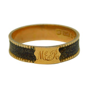 Victorian 9ct Yellow Gold Hairwork Mourning Ring Antique 1885 Chester