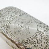 Victorian Sterling Silver Floral Labrador Dog Cigarette Case Antique c1890