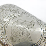 Victorian Sterling Silver Floral Labrador Dog Cigarette Case Antique c1890