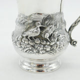 George III Sterling Silver Chased Dog, Snipe & Bird Christening Mug Antique