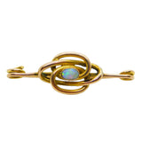 9ct Yellow Gold & Cabochon Opal Knotted Brooch Antique 1913 Chester Deco