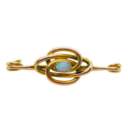 9ct Yellow Gold & Cabochon Opal Knotted Brooch Antique 1913 Chester Deco