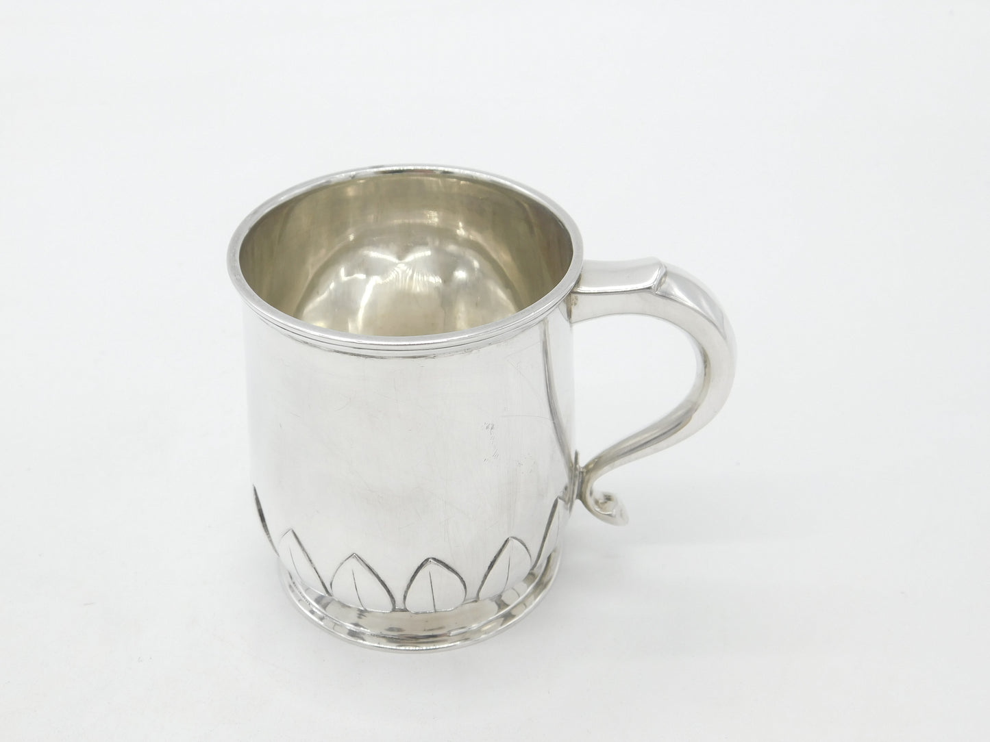 Sterling Silver Leaf Pattern Christening Mug 1937 Birmingham Adie Bros. Antique