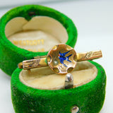 Victorian 15ct Gold, Enamel Swallow & Seed Pearl Sweetheart Brooch Antique