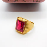 Victorian 18ct Gold Signet Ring with Carved Ruby Masonic Intaglio Crest c1860