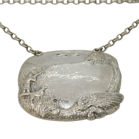 Sterling Silver Hunting Shooting Interest Decanter Label Vintage 1967 London
