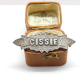 Victorian Sterling Silver 'Cissie' Name Christening Brooch 1892 Antique