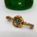 Victorian 15ct Gold, Enamel Swallow & Seed Pearl Sweetheart Brooch Antique