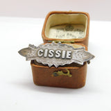 Victorian Sterling Silver 'Cissie' Name Christening Brooch 1892 Antique