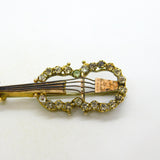 19th Century Continental 9ct Gold & Paste Set Violin Brooch Antique c1880