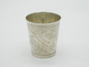 French 19th Century .950 Grade Silver Floral Christening Beaker Antique c1890
