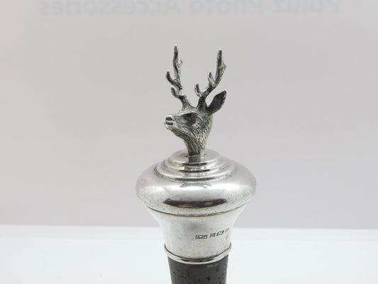 Cast Sterling Silver & Cork Wine Bottle Stopper Stag Deer 1998 Vintage A.J Poole