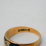 Edwardian 9ct Gold, Black Enamel & Seed Pearl Mourning Ring Antique 1904 Chester