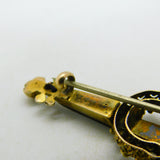 19th Century Continental 9ct Gold & Paste Set Violin Brooch Antique c1880