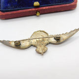 WWII Sterling Silver & Enamel RAF Wings Sweetheart Brooch Antique c1940