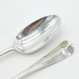 George III Pair Sterling Silver Hanoverian Servings Spoons 1766 London Antique