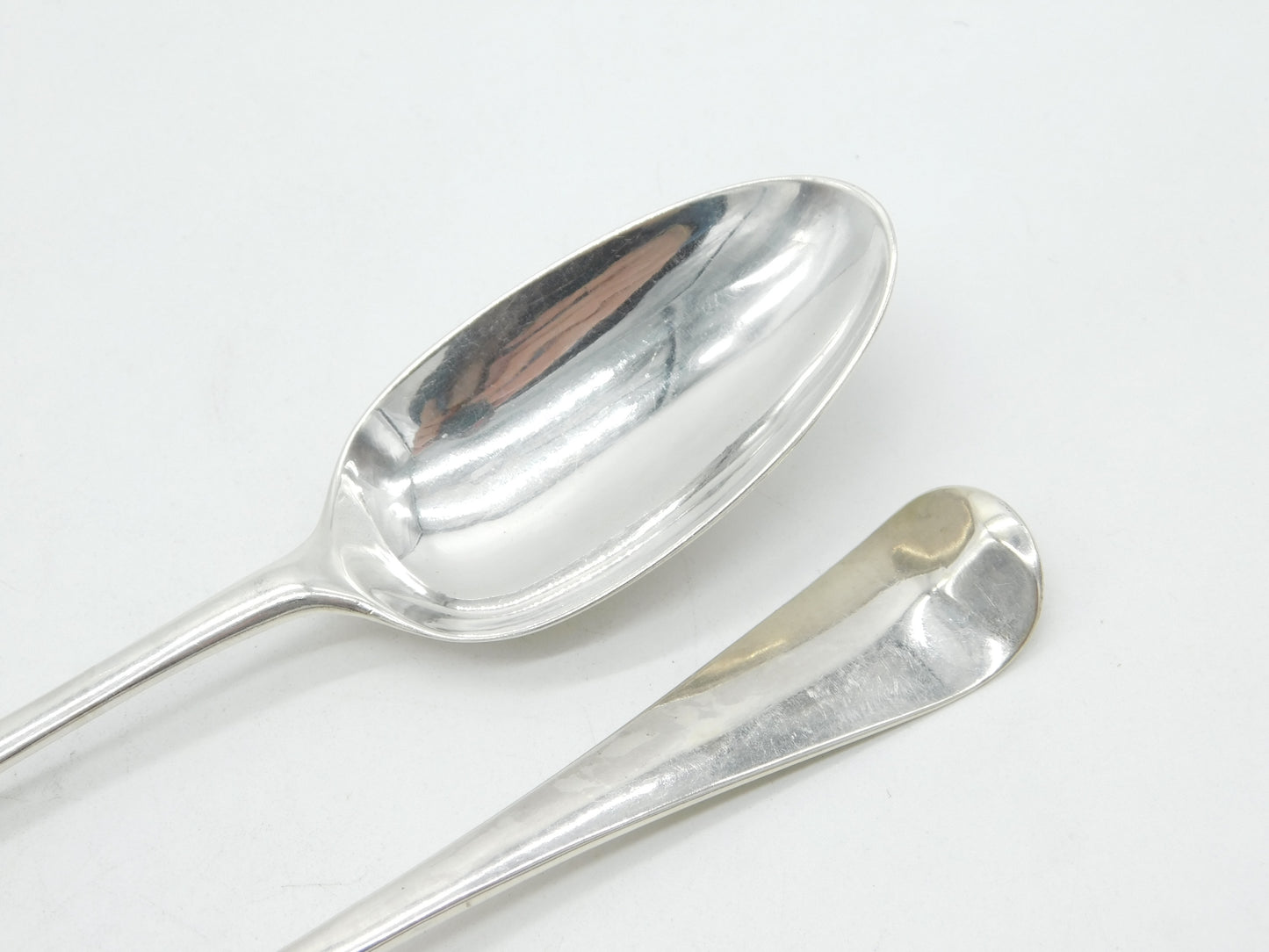 George III Pair Sterling Silver Hanoverian Servings Spoons 1766 London Antique