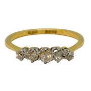 Victorian 18ct Yellow Gold Graduated Five-Stone Diamond Ring Antique c1880