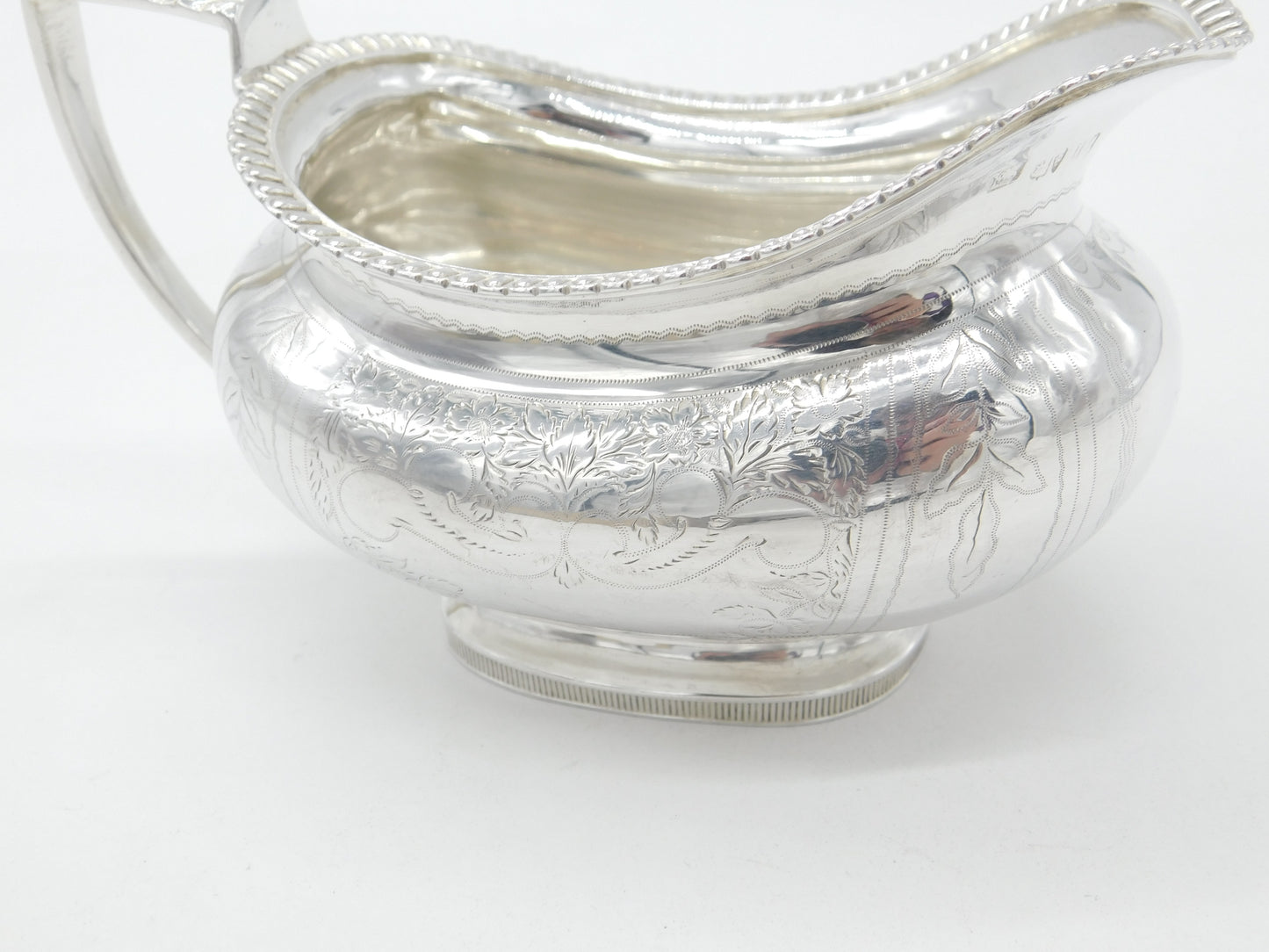 Georgian Sterling Silver Floral Pattern Cream Jug 1826 London Michael Starkey