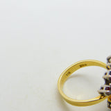 18ct Yellow Gold, Ruby & Diamond Floral Crossover Ring Vintage c1970