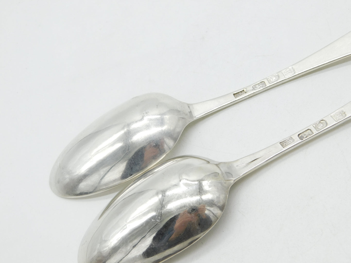 George III Pair Sterling Silver Hanoverian Servings Spoons 1766 London Antique