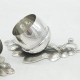 Victorian Pair of Sterling Silver Acorn Form Salt Cellars Antique Birmingham