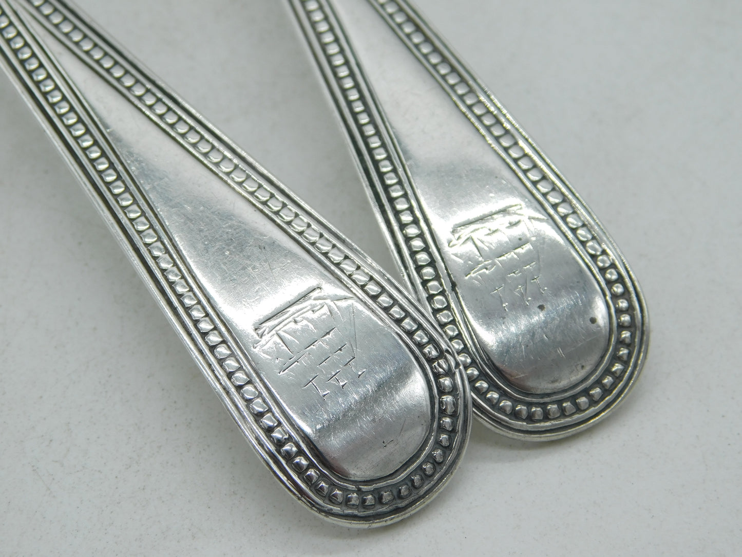 George III Sterling Silver Sailing Ship Serving Spoons Antique c1770 London