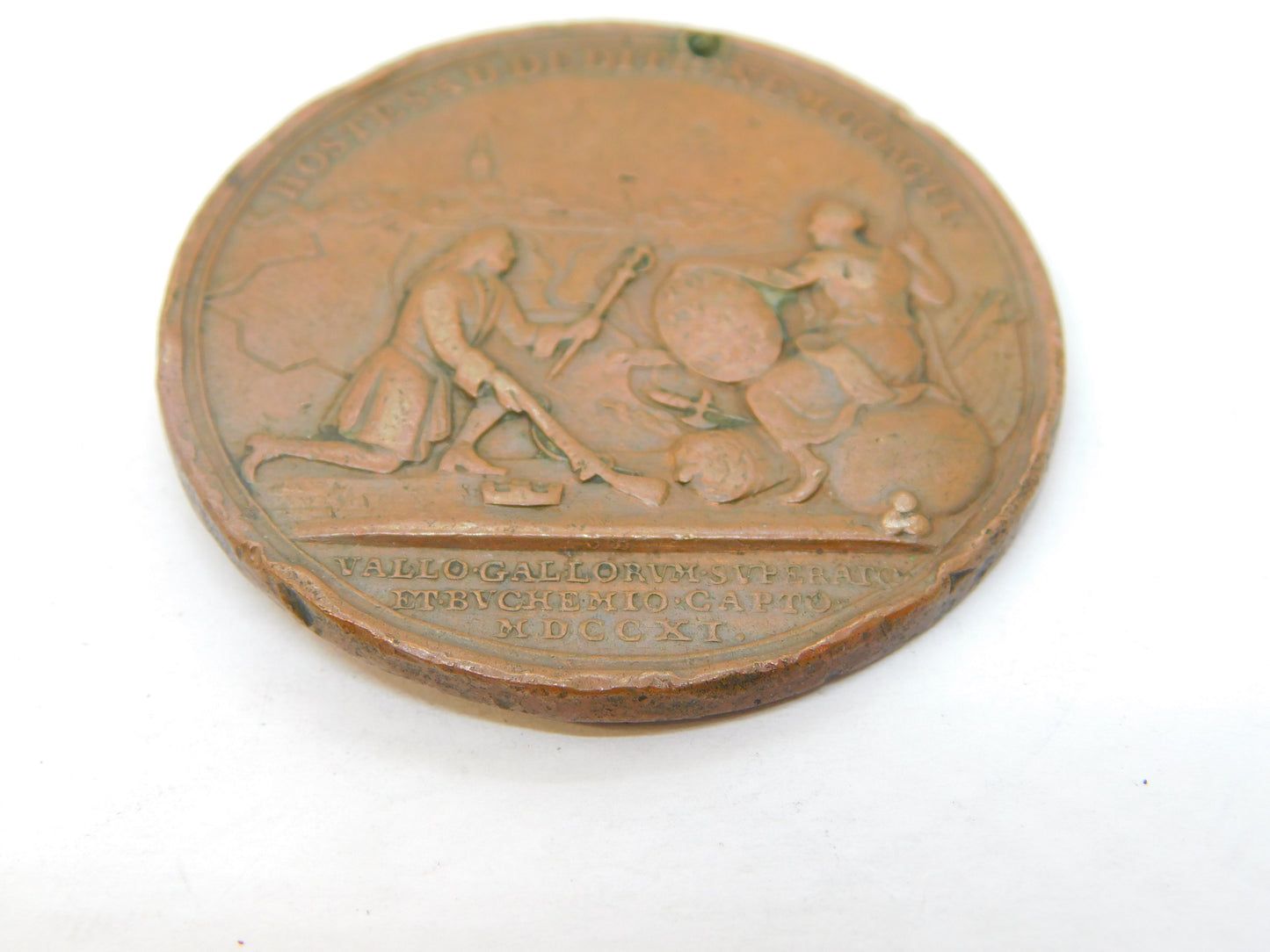 Queen Anne Copper 'Capture of Bouchain' Celebration Medal Antique 1711