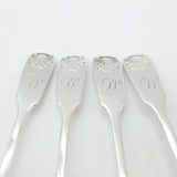 Georgian Set of Sterling Silver Queens Pattern Teaspoons 1827 Newcastle