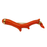 Georgian 9ct Gold Mounted Red Coral Specimen Brooch Antique c1830