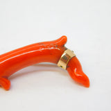 Georgian 9ct Gold Mounted Red Coral Specimen Brooch Antique c1830