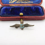 WWII Sterling Silver & Enamel Small RAF Wings Sweetheart Brooch Antique c1940