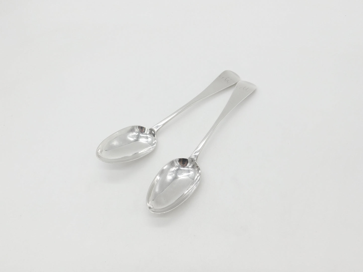 Pair of Georgian Scottish Sterling Silver Serving Spoons 1801 Edinburgh Antique