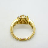18ct Yellow Gold & 0.5ct Round Cut Diamond Halo Ring Vintage c2000