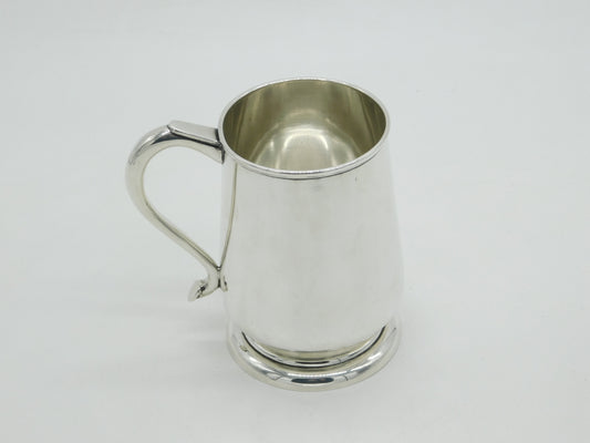 Georgian Style Sterling Silver Pint Tankard Mug Antique c1920 Art Deco