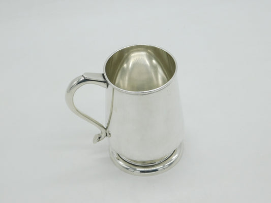 Georgian Style Sterling Silver Pint Tankard Mug Antique c1920 Art Deco