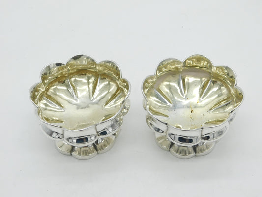 William IV Sterling Silver Floral Salt Cellars Pair Antique 1832 London Georgian