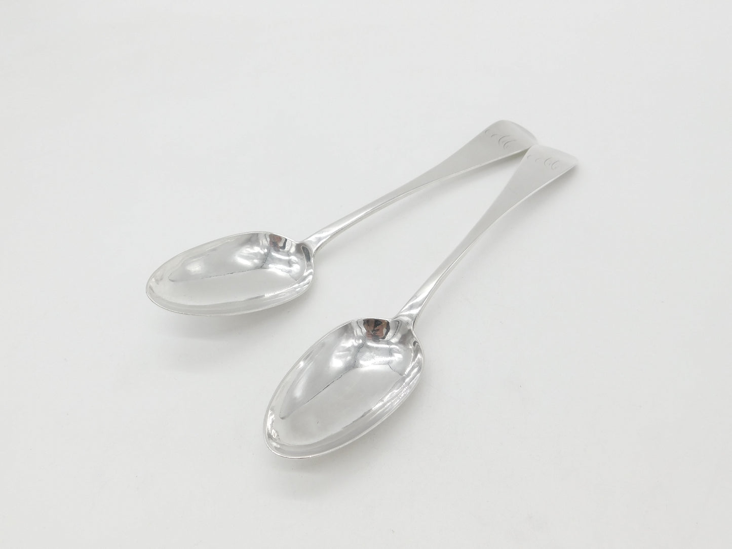 Pair of Georgian Scottish Sterling Silver Serving Spoons 1801 Edinburgh Antique