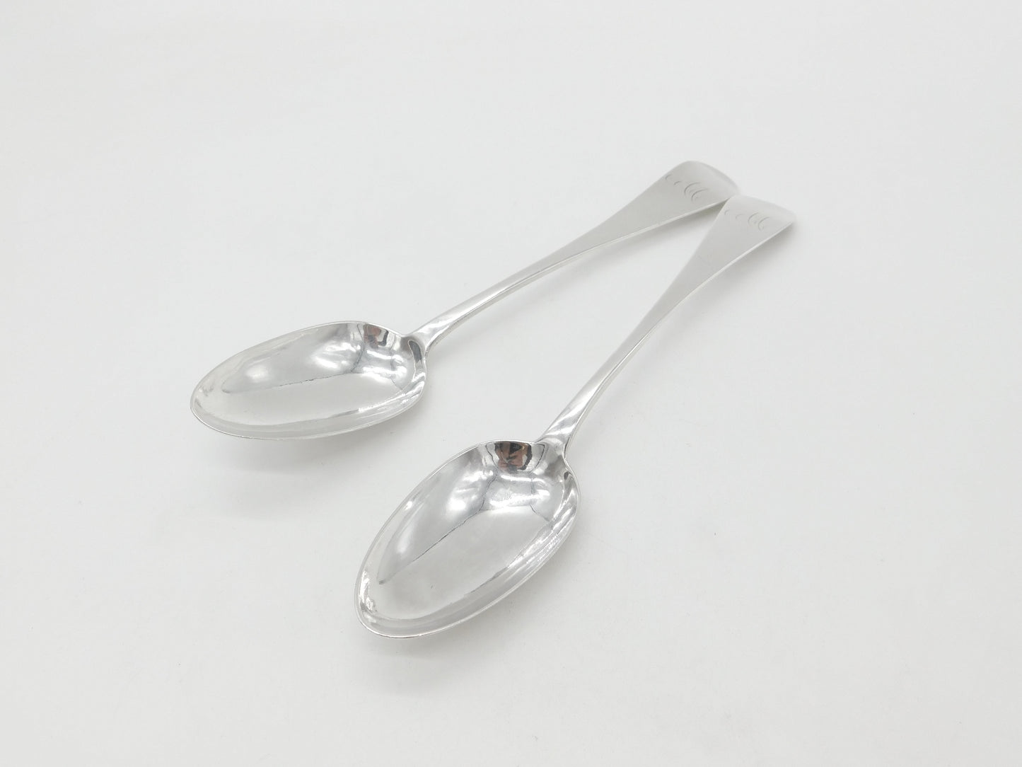 Pair of Georgian Scottish Sterling Silver Serving Spoons 1801 Edinburgh Antique