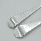 George III Sterling Silver Picture Back Tablespoons Pair Antique 1764 London