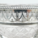 19th Century Dutch Sterling Silver & Cut Glass Swing Handle Basket Antique c1860