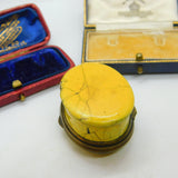 Georgian Yellow Bilston Enamel Patch Box 'Always The Same' Antique c1800