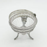 19th Century Dutch Sterling Silver & Cut Glass Swing Handle Basket Antique c1860
