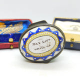 Georgian Bilston Enamel 'May Love Unite Us' Patch Box Antique c1800 AF