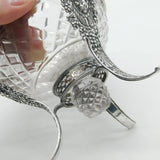 19th Century Dutch Sterling Silver & Cut Glass Swing Handle Basket Antique c1860