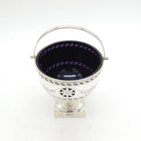 Sterling Silver Floral Pattern Glass Lined Sugar Bowl Antique 1919 Birmingham