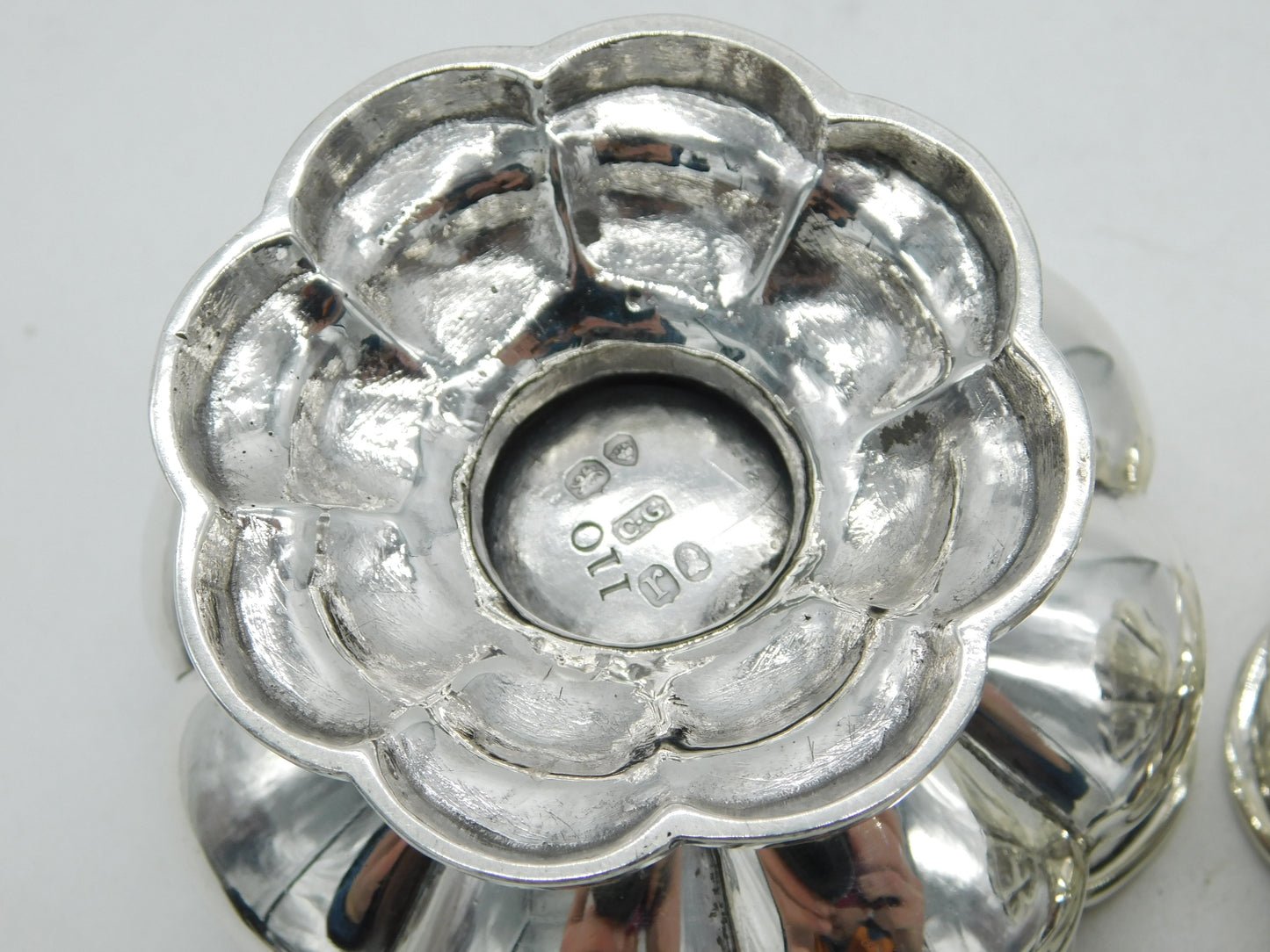 William IV Sterling Silver Floral Salt Cellars Pair Antique 1832 London Georgian